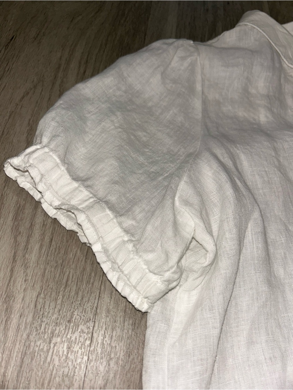 Anthropologie Pilcro Aly 100% Linen Puff-Sleeve Blouse white linen fabric Large - Picture 11 of 11